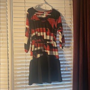 Below the knee, 3/4 sleeve patterned dress